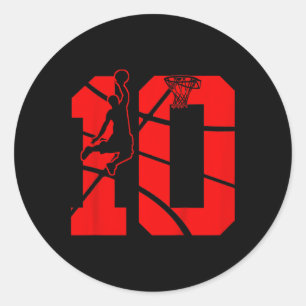 Kinder 10-jarige 10e Basketball BirthdayThe Ronde Sticker