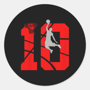 Kinder 10-jarige 10e Basketball BirthdayThe Ronde Sticker