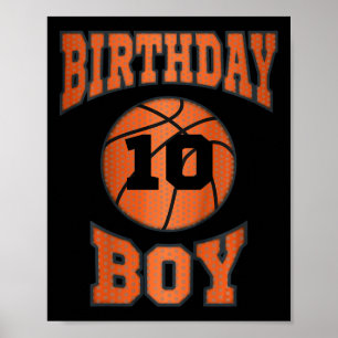 Kinder 10e 10 jaar oud Happy Birthday Boy Bask Poster