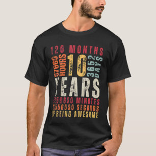 Kinder 10e verjaardag 10 jaar oude retro 120 t-shirt