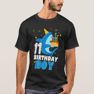 Kinder 11 jaar oud haai oceaan thema feest 11e bi t-shirt
