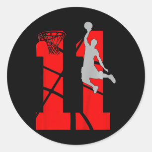 Kinder 11-jarige 11e Basketball BirthdayThe Ronde Sticker