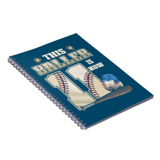 Kinder 11e verjaardag Baseball Boy Elf jaar oud Notitieboek (Rechterzijde)