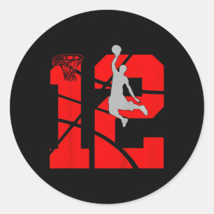 Kinder 12-jarige 12e Basketball BirthdayThe Ronde Sticker