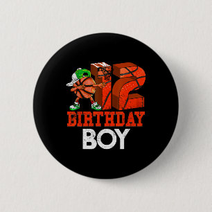 Kinder 12-jarige Bysketbyll Dabbing 12e verjaardag Ronde Button 5,7 Cm