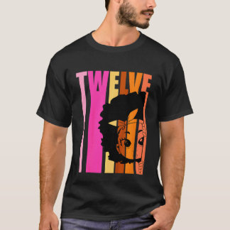 Kinder 12 Vandaag zwarte koningin Retro 12e Afro H T-shirt