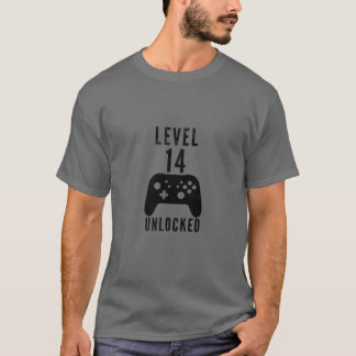 Kinder 14 jaar oude gamerniveau 14 niet-vergrendel t-shirt