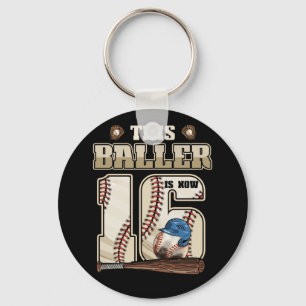 Kinder 16e verjaardag Baseball Boy 61 jaar oud Sleutelhanger