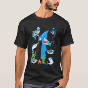 Kinder 1 jaar oud haai oceaan thema feest 1e geboo t-shirt