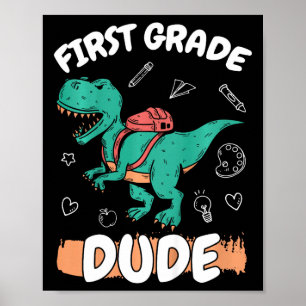 Kinder 1e klas terug naar school First Grade Boy Poster