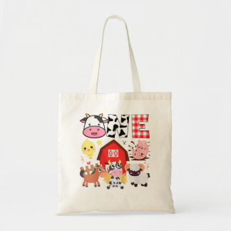 Kinder 1e verjaardag Een jaar oud Boerderij thema  Tote Bag