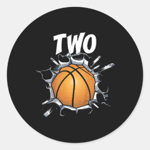 Kinder 2 jaar oud basketbal verjaardagsfeestje the ronde sticker