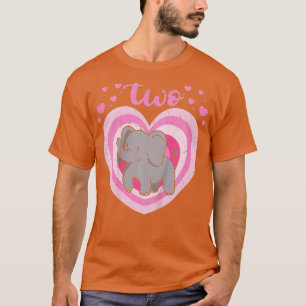 Kinder 2 jaar oud Cute Elephant Birthday Girl 2e B T-shirt