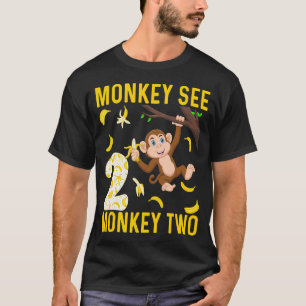 Kinder 2 jaar oude apenfeestthema's 2e verjaardag t-shirt