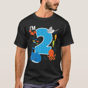 Kinder 2 jaar oude dag walvisvis Zee bday jongens T-shirt