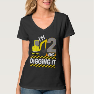 Kinder 2 jaar oude jongen 2e verjaardag bouwgraaf t-shirt