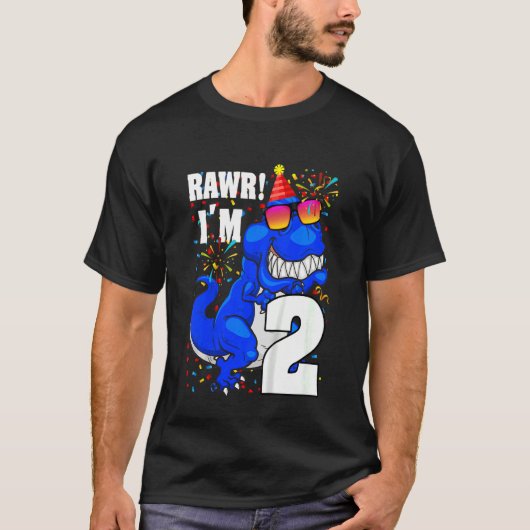 Kinder 2 jaar oude Rawr Ik ben 2e verjaardag Jonge T-shirt (Voorkant)