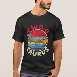 Kinder 2de verjaardag twee van Saurus i Velocirapt T-shirt