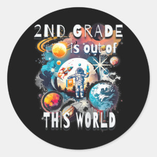 Kinder 2e klas is uit dit Wereldschooljaar St Ronde Sticker