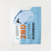 Kinder 2e Shark Birthday Party Custom Backdrop Boy Wandkleed (Voorkant)