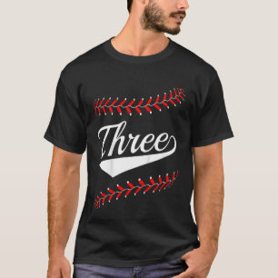 Kinder 3 jaar oud 3e honkbal softbal verjaardagspa t-shirt