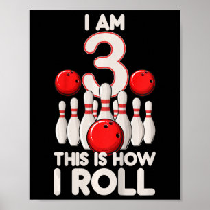 Kinder 3 jaar oude bowlingfeest 3e verjaardag is h poster