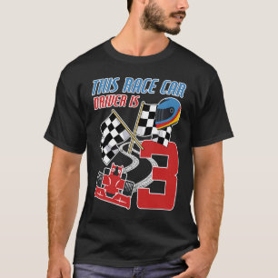 Kinder 3 jaar oude race auto Verjaardag 3e race pa T-shirt