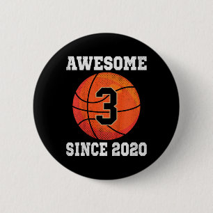 Kinder 3e Verjaardag Basketbal Lover 3 Jaar Oud Vi Ronde Button 5,7 Cm