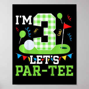 Kinder 3e Verjaardag Party Golf Boy Drie jaar oud Poster