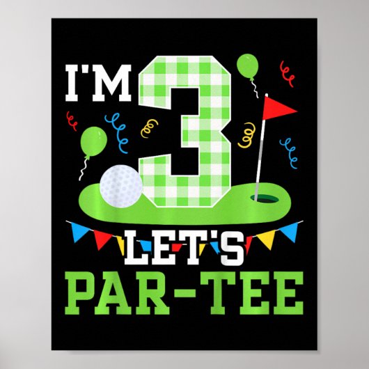 Kinder 3e Verjaardag Party Golf Boy Drie jaar oud  Poster (Voorkant)