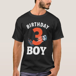 Kinder 3e Verjaardag Voetbal Jongen 3 Jaar Oud Voe T-shirt