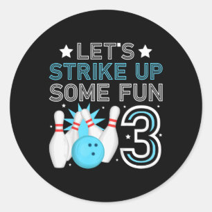 Kinder 3e Verjaardagsfeest Bowling Boy 3 jaar oude Ronde Sticker