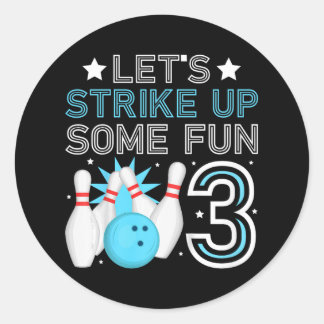 Kinder 3e Verjaardagsfeest Bowling Boy 3 jaar oude Ronde Sticker