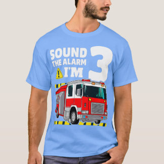 Kinder 3rd Birthday Boy Fire Truck 3 Drie T-shirt