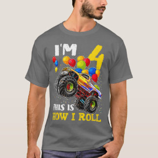 Kinder 4 jaar oud 4e verjaardag Jongen Monster Tru T-shirt