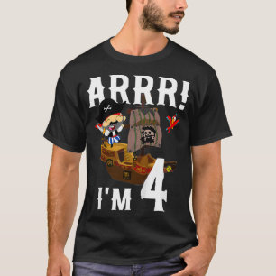 Kinder 4 jaar oud marineschip t-shirt