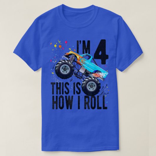 Kinder 4 jaar oud Shirt 4e verjaardag Jongen Monst (Design voorkant)