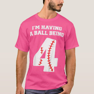 Kinder 4 jaar oude Baseball Birthday4th BirthdayBo T-shirt