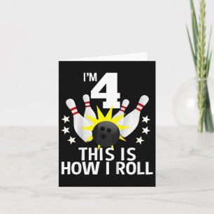 Kinder 4 jaar oude bowling verjaardagsfeest Shirt Kaart