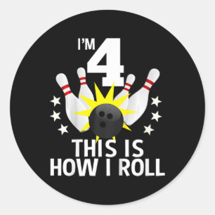 Kinder 4 jaar oude bowling verjaardagsfeest Shirt Ronde Sticker