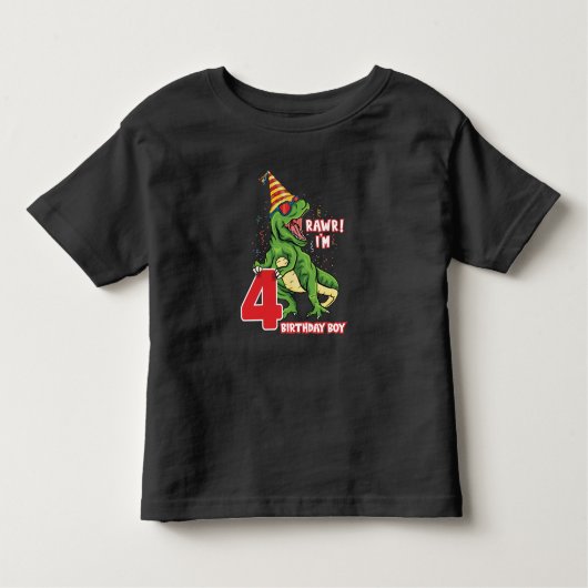 Kinder 4 jaar oude dinosauriërs vierde feestdag kinder shirts (Voorkant)