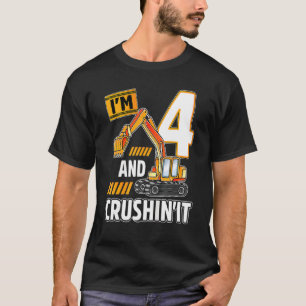Kinder 4 jaar oude voertuigen bouwnijverheid excav t-shirt