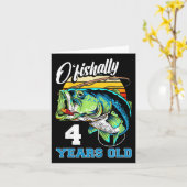 Kinder 4-jarige visser vierde verjaardag kaart (Gele Bloem)