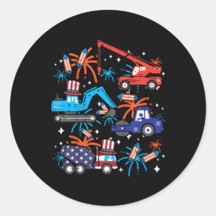 Kinder 4 juli bouwwagens voertuig Patriot Ronde Sticker