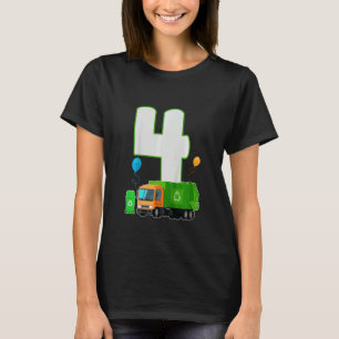 Kinder 4e 'Birthday Garbage Truck Dump' 4 jaar oud T-shirt