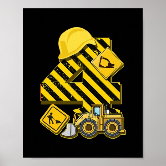 Kinder 4e jaardiummer I 4 jaar bouwer Poster (Voorkant)