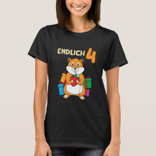 Kinder 4e verjaardag hamster met schattige aardbei t-shirt