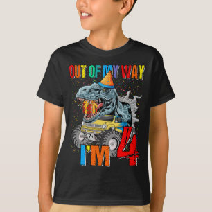 Kinder 4e verjaardag Jongen Monster Truck Dinosaur T-shirt