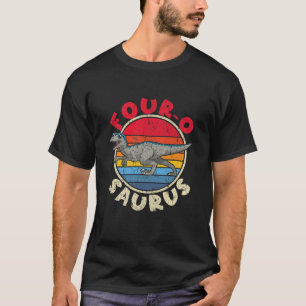 Kinder 4e verjaardag vier o Saurus i Velociraptor T-shirt