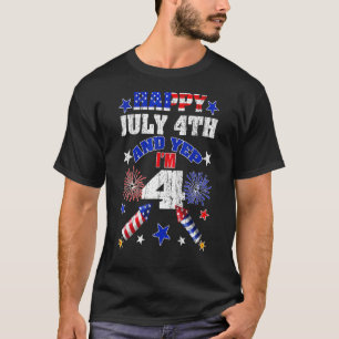 Kinder 4e Verjaardag Vierde van Juli Feest Happy 4 T-shirt
